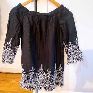 Zara Black embroidered blouse